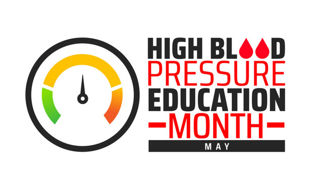 High Blood Pressure Education Month Geometric shape pattern background banner or poster design template. observed every year in May. Holiday concept. Use to any Template, card, poster, placard.