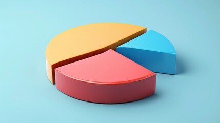 Fototapeta premium Clean D pie chart with three equal parts, smooth shadows, modern layout