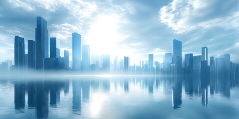 Obraz premium abstract Skyline with Reflective Surface and Ethereal Sky