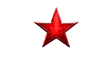 A bright crimson red star with five points, a classic and beautiful red star of decorative character.