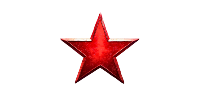 A bright crimson red star with five points, a classic and beautiful red star of decorative character.