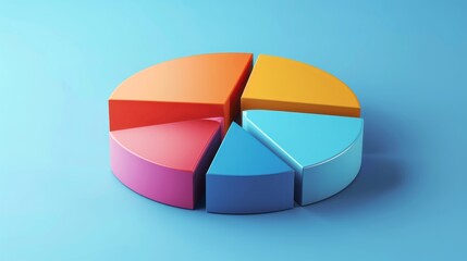Fototapeta premium Floating D pie chart with pulled-out wedge effect, simple infographic feel