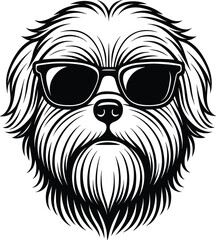 Fototapeta premium Shih Tzu Dog Face Vector Silhouette, Cute Shih Tzu Head Illustration, Small Dog Breed Graphic Art, Shih Tzu Face Outline Vector, Pet Dog Silhouette Design, Cricut Design for T-Shirt