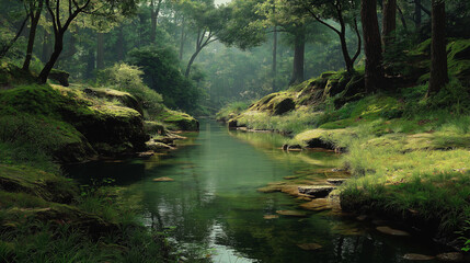 Serene Forest River Scene