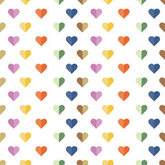 Multicolored heart pattern with bold shades, seamless romantic background for Valentine's Day, wedding or romantic stationery design