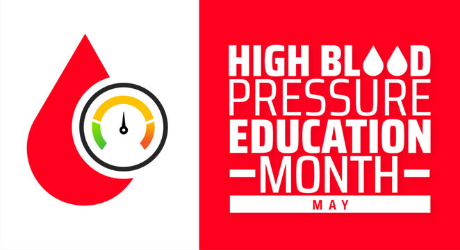 High Blood Pressure Education Month Geometric shape pattern background banner or poster design template. observed every year in May. Holiday concept. Use to any Template, card, poster, placard.
