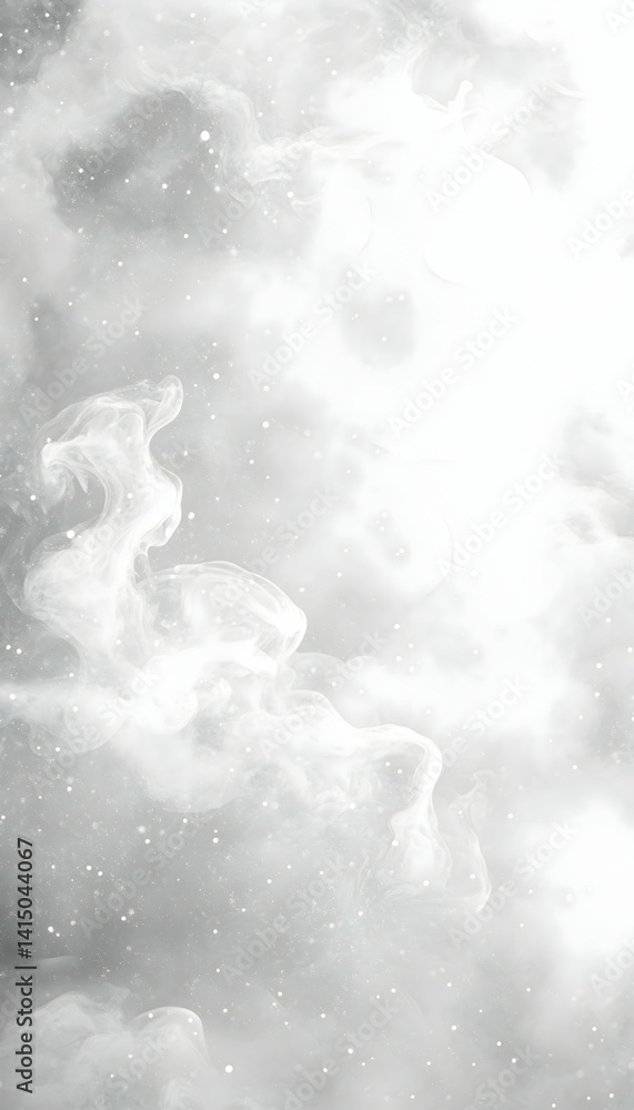 Poster abstract grayscale swirls and specks resembling smoke or clouds . generative ai