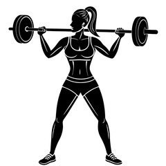 Obraz premium Line art vector silhouette of a woman person performing a power clean with a barbell 