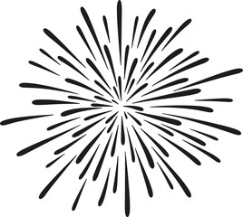 Obraz premium Radiant Firework Silhouette Vector – Festive Burst Line Art Illustration