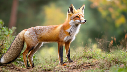 Fototapeta premium Red Fox in Forest – Close-Up Wildlife Moment