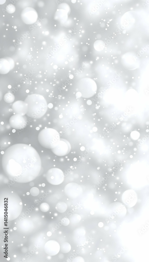 Aufkleber sparkling silver bokeh background with varying sized light orbs . generative ai