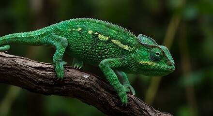 Chameleon Resting on Branch in Natural Habitat