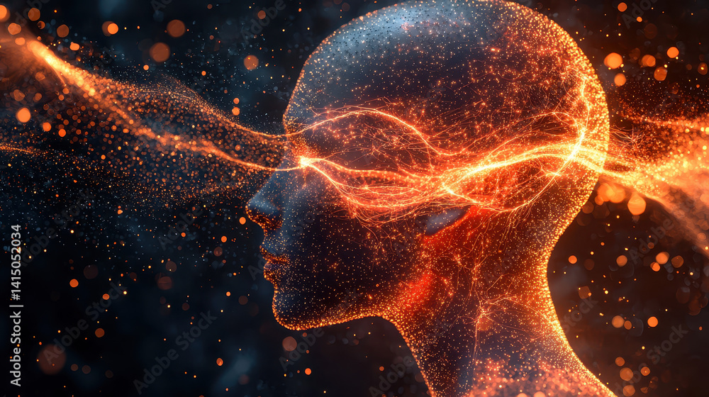 Poster surreal concept of metacognition reveals the layers of human thought in an introspective atmosphere