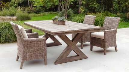 Obraz premium Cozy outdoor garden furniture set on patio
