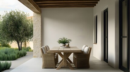 Rustic Mediterranean style patio with outdoor furniture