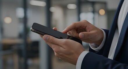 Primer plano de un hombre usando un teléfono inteligente móvil