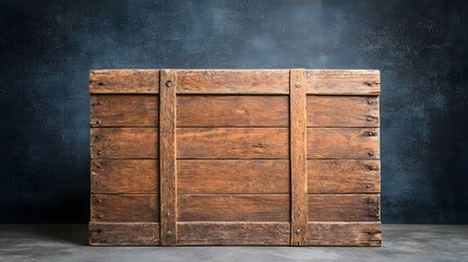 Vintage wooden crate against a dark background