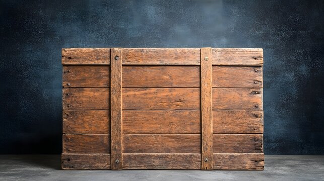 Vintage wooden crate against a dark background