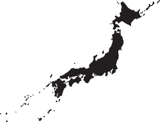 Black silhouette country borders map of Japan on white background of vector illustration