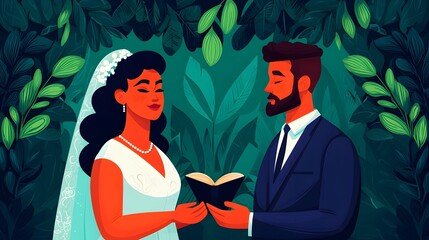 Couple embracing during an outdoor wedding ceremony