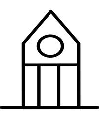 Minimalist building icon Depicted using black lines, representing buildings or offices in the context of interface or map design