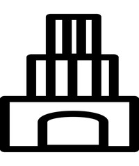 Minimalist building icon Depicted using black lines, representing buildings or offices in the context of interface or map design