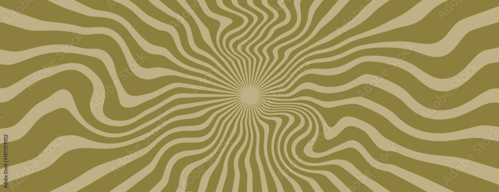 Poster retro wavy background with olive green and beige colors. the background features a swirling pattern 