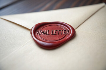 final letter sealed with wax stamp symbolizes termination of concept, conveying sense of closure and importance