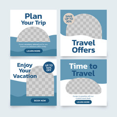 Modern Beach Travel Social Media Templates