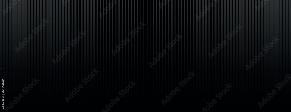 Poster a black background with vertical stripes. the black background has a sleek, textured style with repe