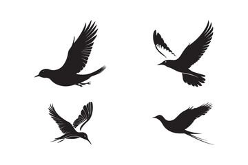 Flying Bird Silhouettes Collection Elegant Avian Vector Illustrations