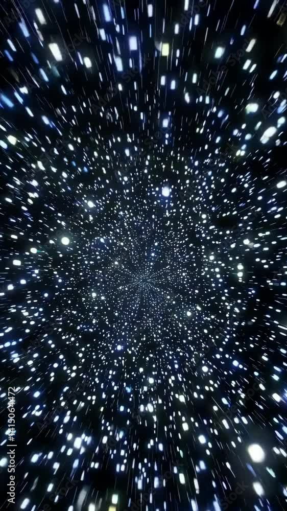 Poster hyperspace journey through starfield: dynamic movement in a galactic tunnel