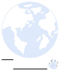 World map highlighting continents with interconnected location markers symbolizing global reach. Ideal for logistics, network, globalization, location services, connectivity, business flow