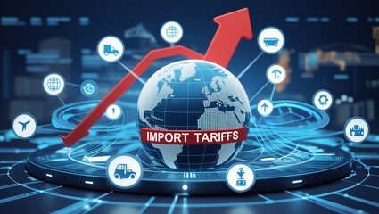 A digital concept image of global import tariffs