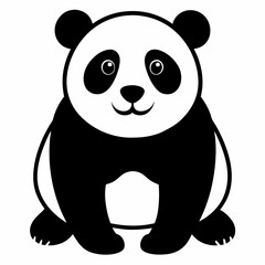 Black Panda Outline Illustration