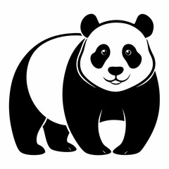 Black Panda Outline Illustration