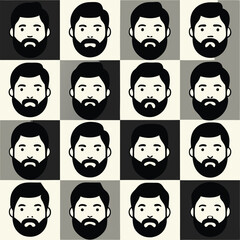 Set of people icons in black and white man and woman. Vector illustration of group of stylized people in black and whith.