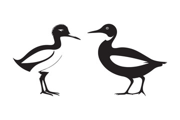Standing Bird Silhouettes Vector Unique Avian Character Designs
