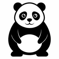 Black Panda Outline Illustration