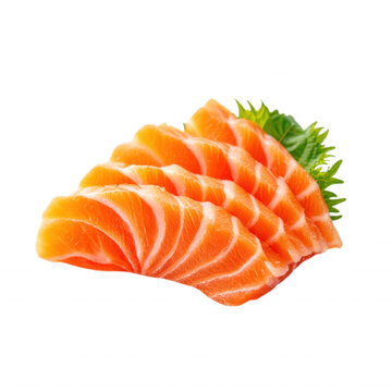Fresh Raw Salmon Shasimi Fillet Clean Sliceson Transparent Background