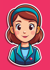Fototapeta premium Vector illustration of a Friendly girl character portrait.