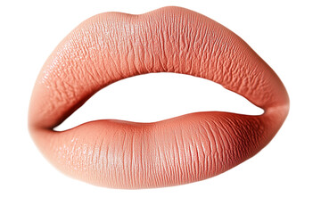 Open lips with a creamy texture, showcasing their form and color against a transparent background
