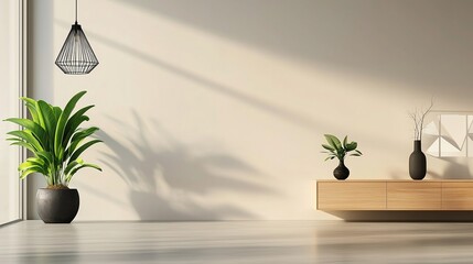 Modern Minimalist Interior with Geometric Art and Natural Light