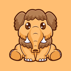 cute mammoth cartoon sitting