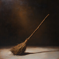 a broom with stick