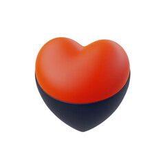 Heart-shaped object studio 3d render minimalist close-up love. Isolated on transparent background, png.