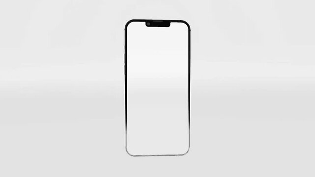 black and white smartphone pixel mobile flipping and rotating template, 3d animated phone model