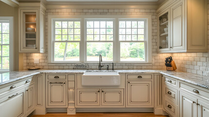 Bright, airy kitchen with large windows (2)