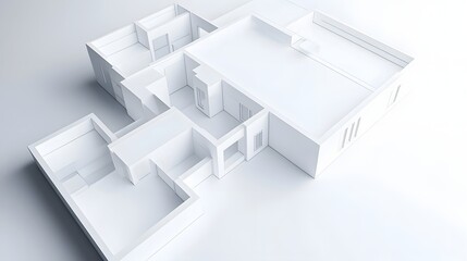 Abstract Minimalist Architectural Design Featuring A White Structure with Geometric Layout
