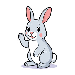 Obraz premium Cute Bunny Waving Flat Cartoon Illustration.eps